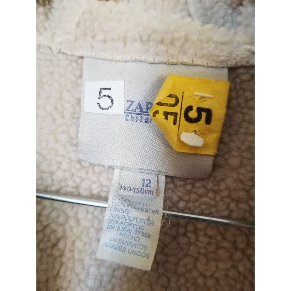 Zara kids sherpa shearling beige cream hooded coat jacket 12 - Picture 5 of 5